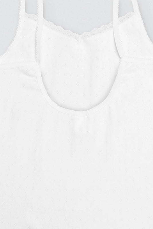 Completo maglietta bianca traforata e slip da bambina