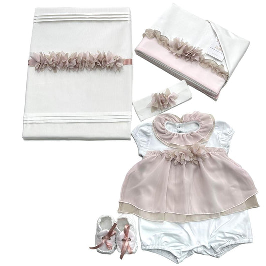 Set lenzuola culla cotone con chiffon Teneri & Belli TL 254