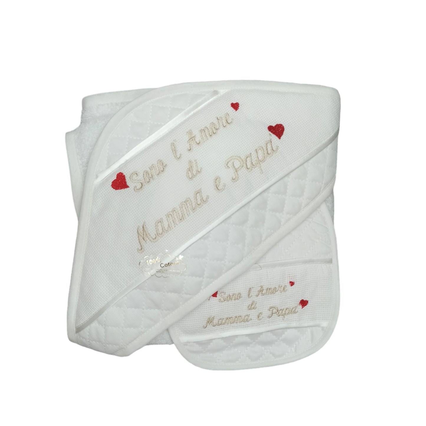 Accappatoio spugna + bavetta da ricamo Nancy Baby 1906/B