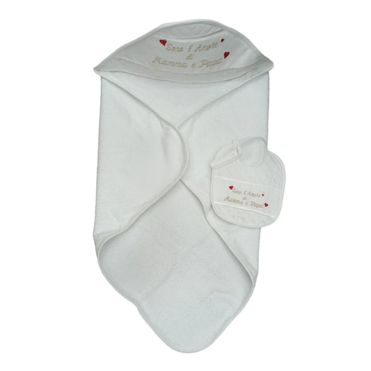 Accappatoio spugna + bavetta da ricamo Nancy Baby 1906/B