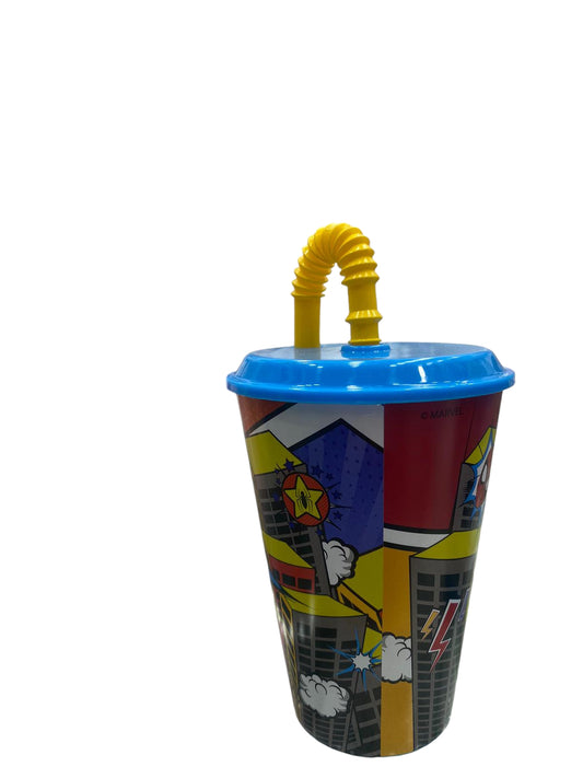 Bicchiere in plastica con cannuccia Spiderman