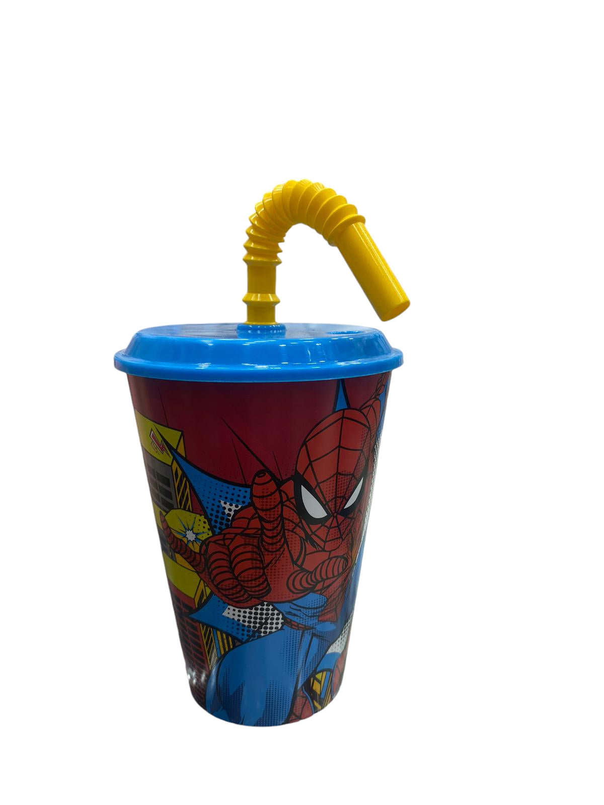 Bicchiere in plastica con cannuccia Spiderman