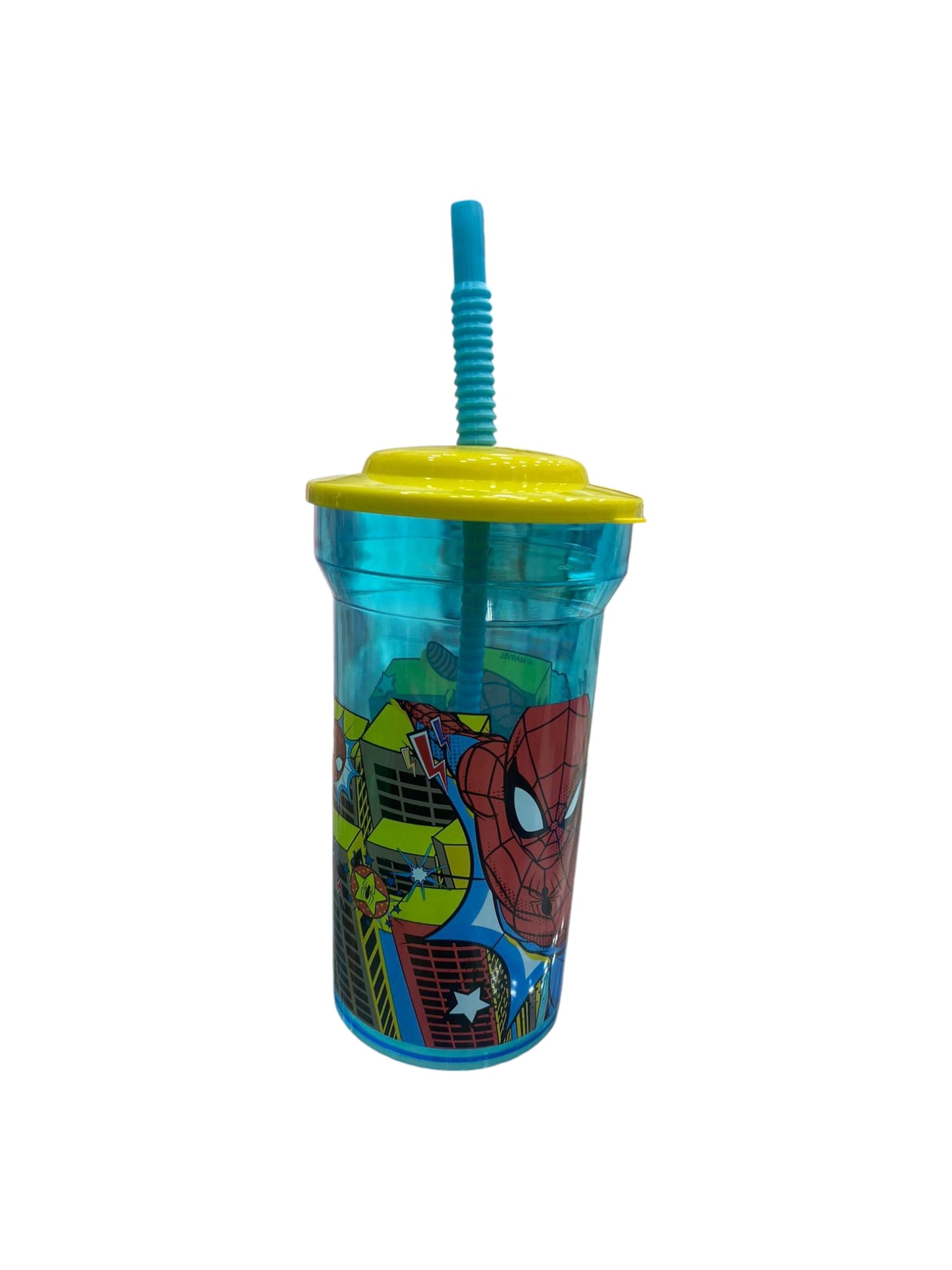 Bicchiere con cannuccia Spiderman