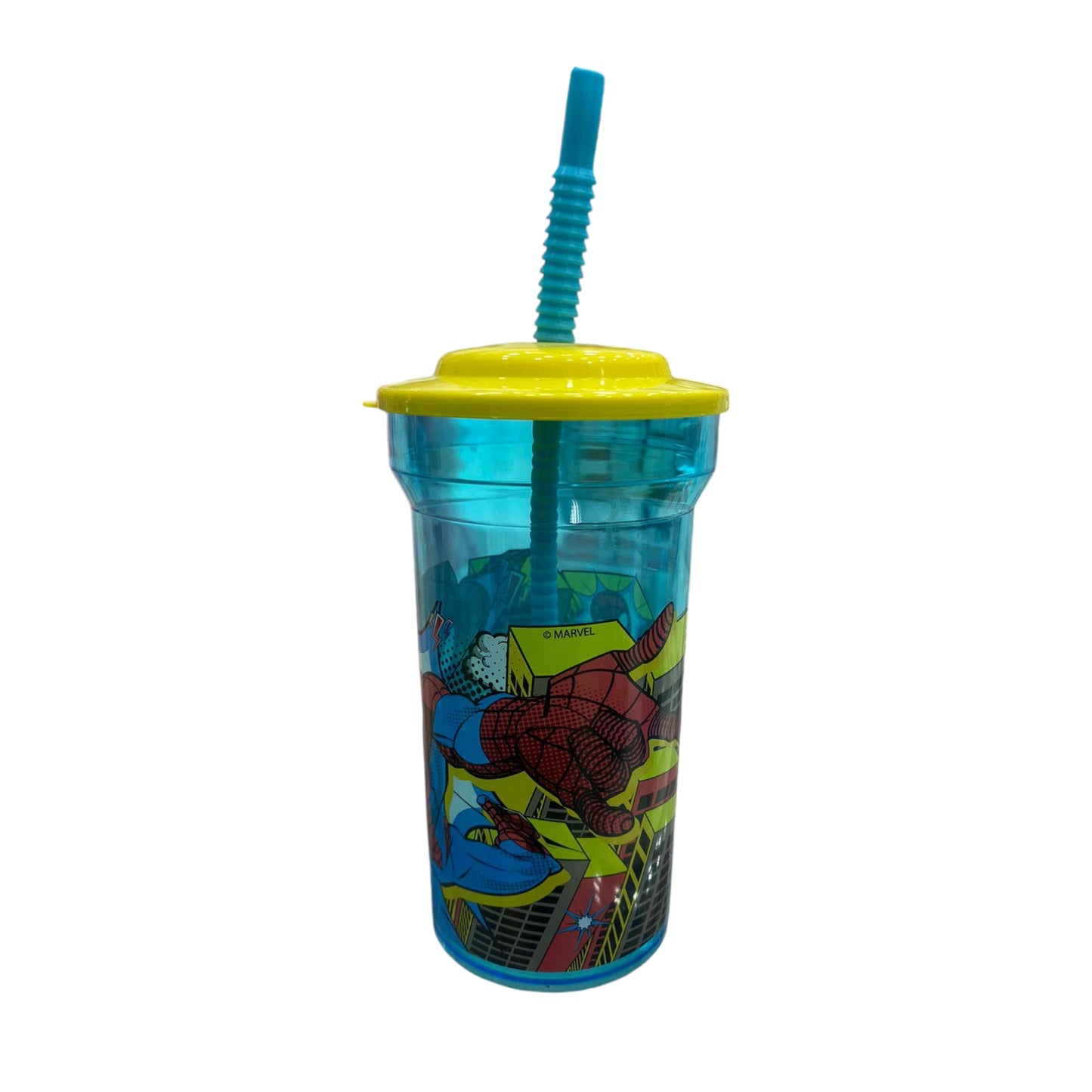 Bicchiere con cannuccia Spiderman