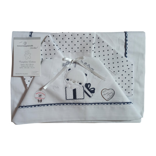 Composè lenzuola lettino cotone Nazareno Gabrielli NG 101-31 BL