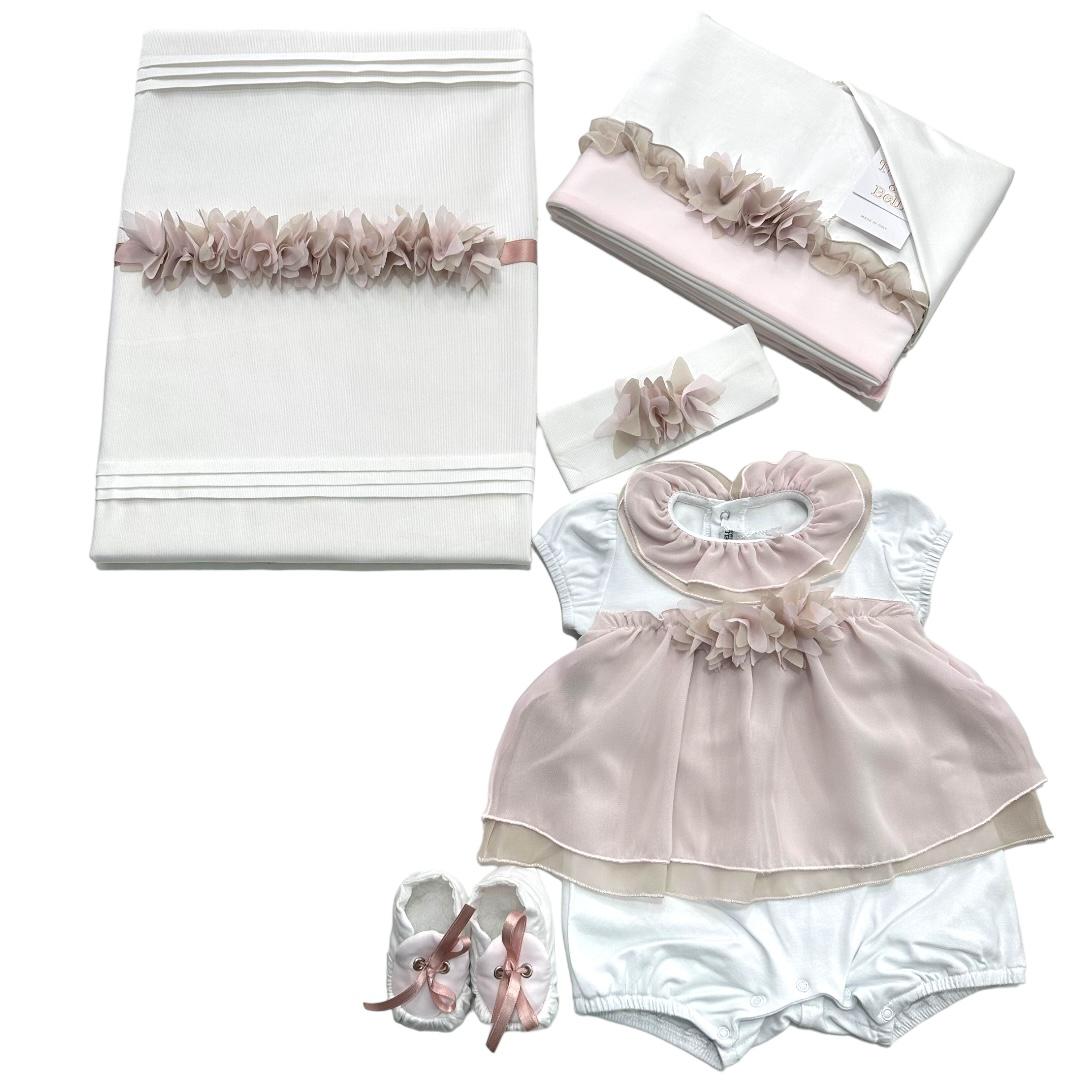 Set lenzuola culla cotone con chiffon Teneri & Belli TL 254