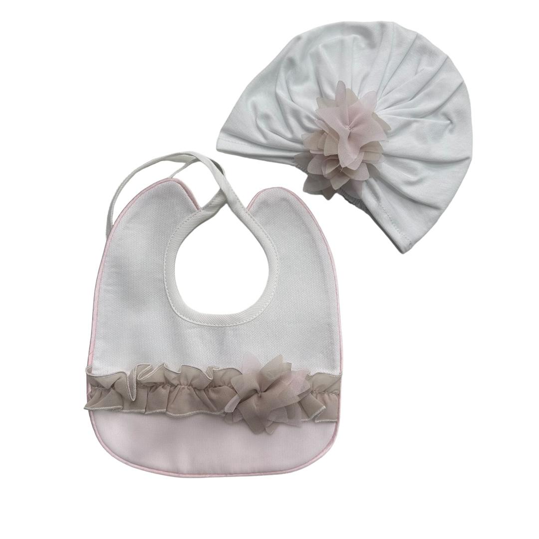 Coordinato cappello e bavetta cotone Teneri & Belli TR 254
