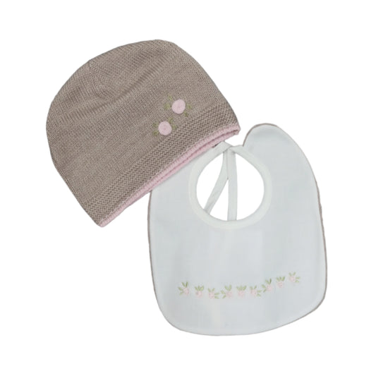 Coordinato cappello e bavetta ciniglia Teneri & Belli TR 308
