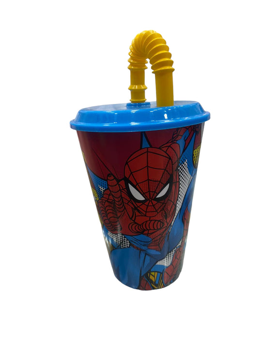 Bicchiere in plastica con cannuccia Spiderman
