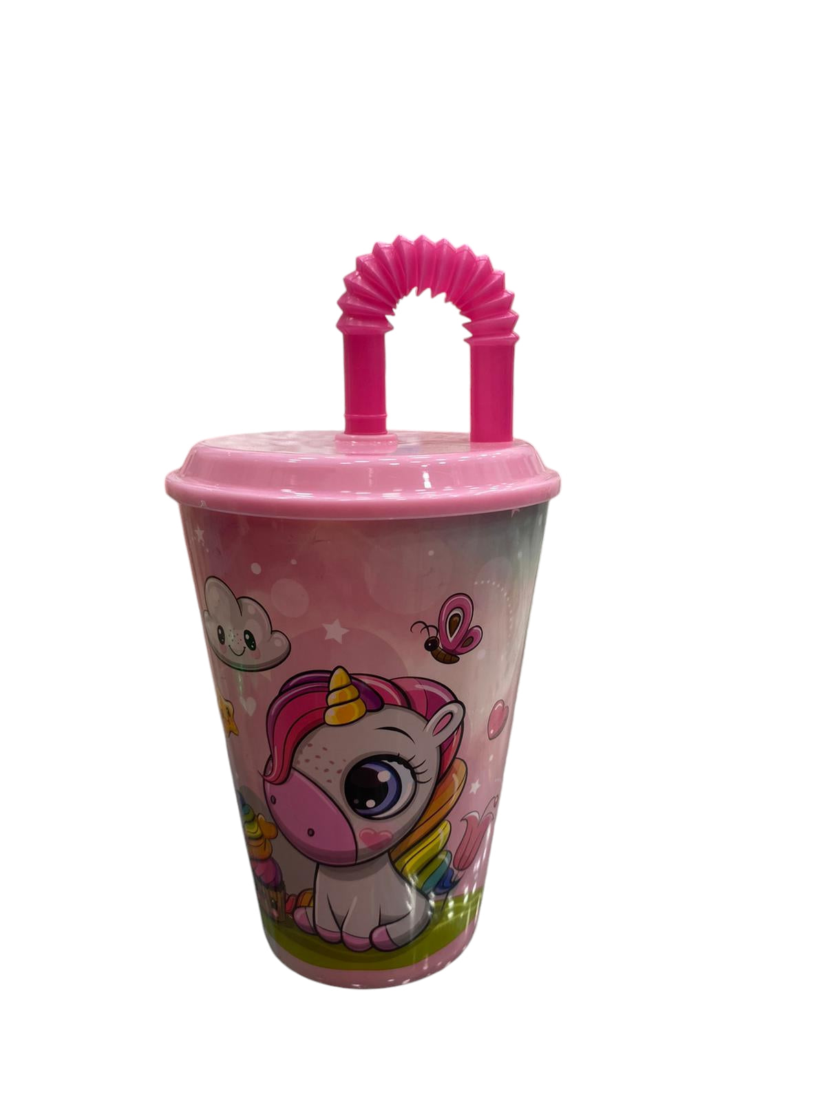 Bicchiere in plastica con cannuccia Unicorno 4